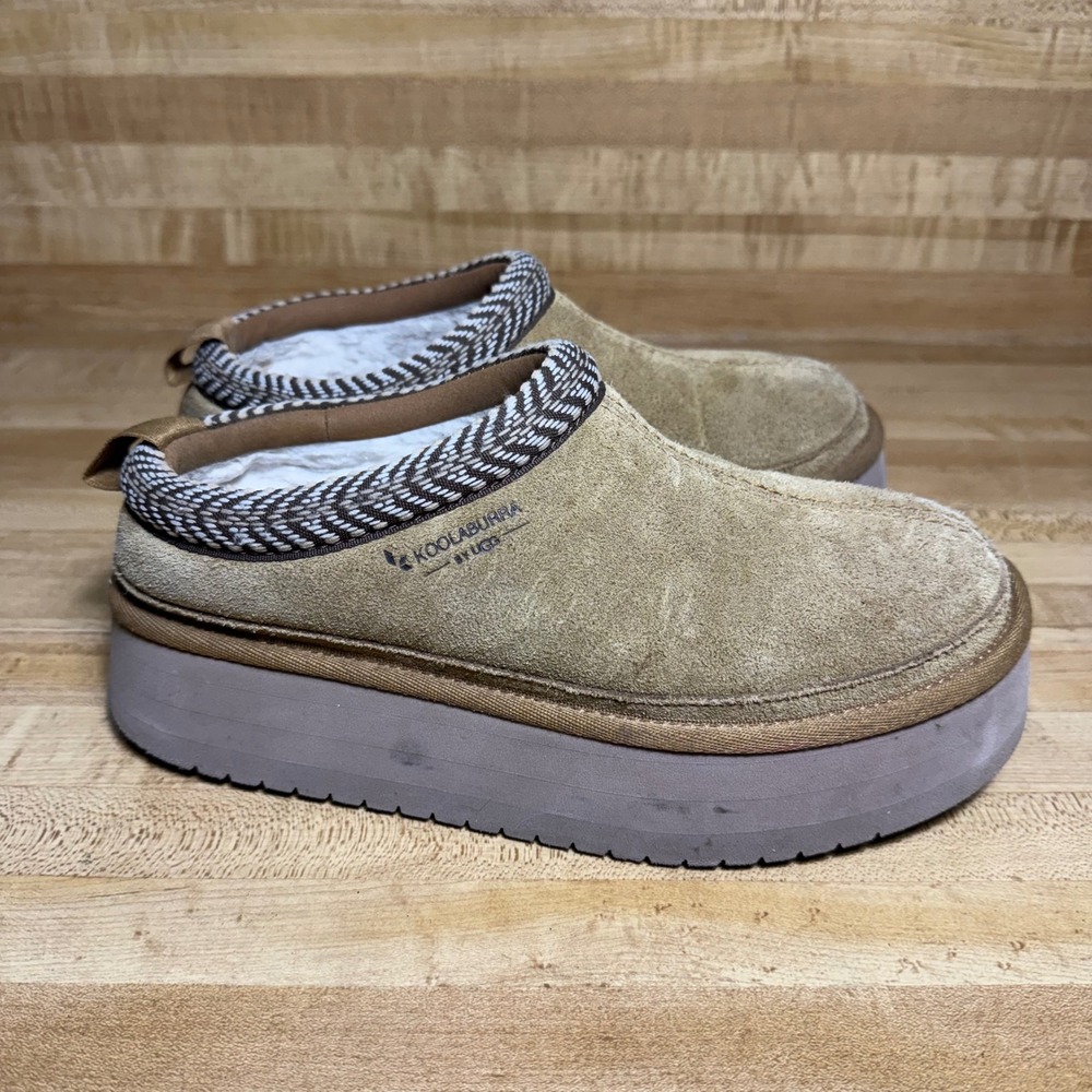 Koolaburra by UGG Burree Platform Slipper Tan Suede 1159750 Womens 6
